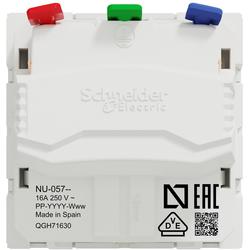 Schneider Electric NU305718 Unica - Zásuvka SCHUKO 2P+E 250V/16A, clonky, bezšroubová, Bílá