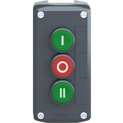 Schneider Electric XALD339 Ovládací skříň třítlačítková, 3 lícuj., 2 Z - zelená, 1 V - červená